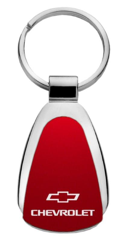 Gm chevrolet red teardrop keychain / key fob engraved in usa genuine