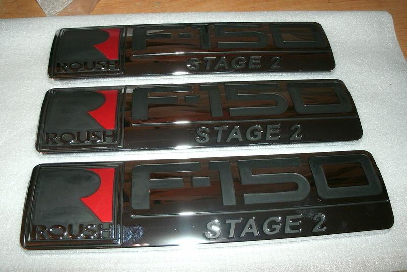 Roush ford f150 f-150 stage 2 front fender and tailgate emblems 3pc set new oem