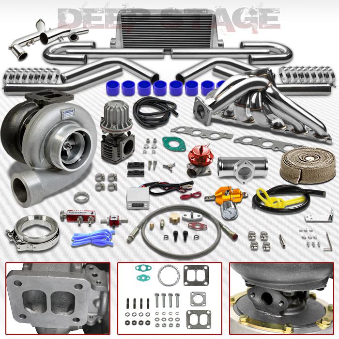 Gt45 t4 14pc turbo kit w/intercooler+blow off valve+manifold supra mk-iv 2jz-ge