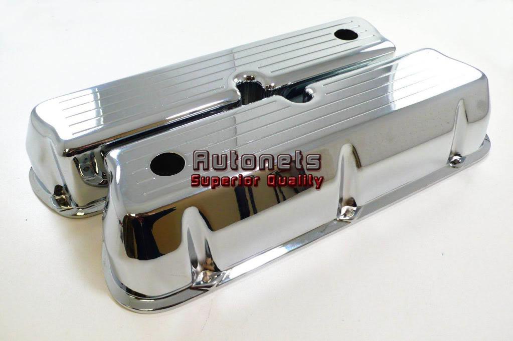 Sbf chromed ball milled aluminum valve cover 289-302-351w 5.0l mustang hot rod