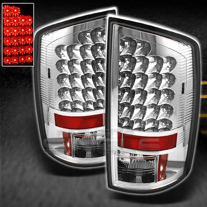 02-06 dodge ram 1500 02-06 ram 2500/3500 chrome clear led tail lights lamps pair