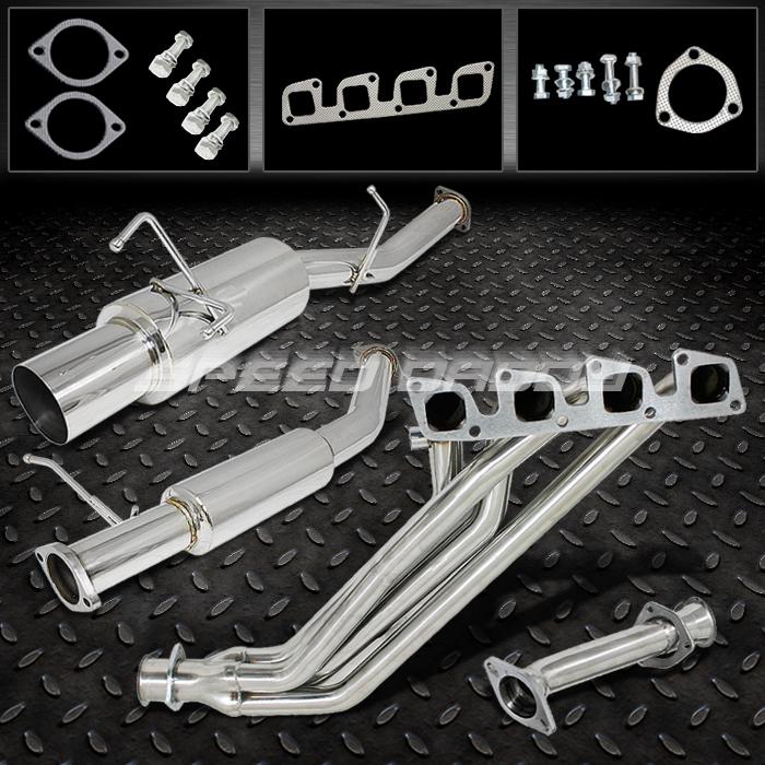 4" burnt tip muffler catback+header full exhaust system 89-94 240sx s13 dohc ka