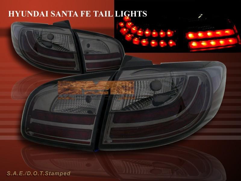 Fit for 2007-2011 santa fe smoke led l.e.d. tail lights lamps gl/gls/se