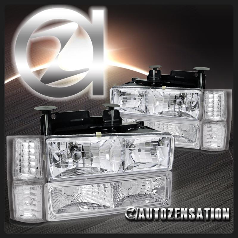 94-98 chevy c10 silverado tahoe suburban chrome headlights+corner bumper lamp