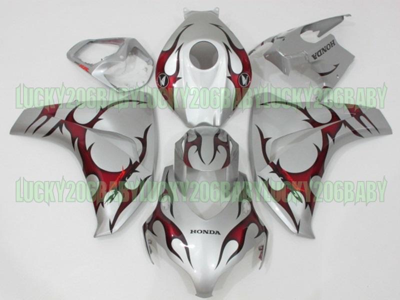 Universal fairing for cbr1000rr cbr 1000 rr 2008 2009 08-09 silver red flame h25