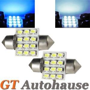 2x xenon white 12-smd led 31mm festoon lights bulbs de3157 de3021 3022 6461 #11