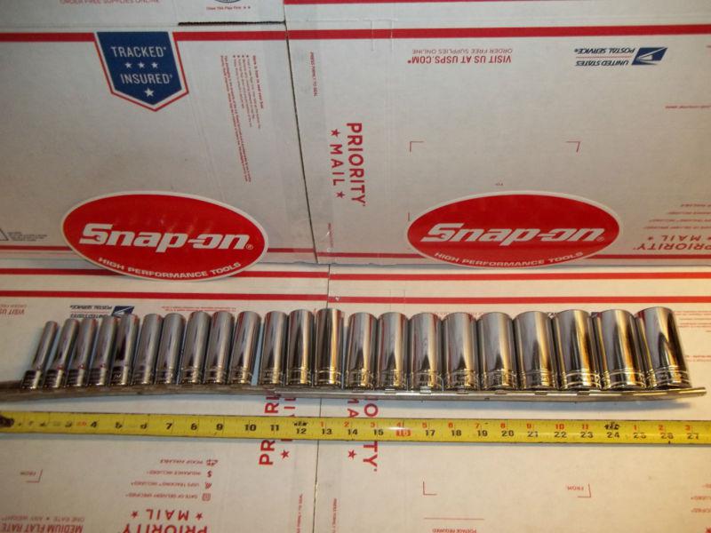 Snap on 12 point 1/2 drive deep metric 22 piece set "no 24mm" (10-32mm) 