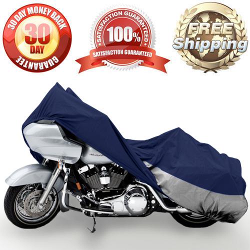 Motorcycle cover fits up to 107" length cruiser touring bike dust travel cover