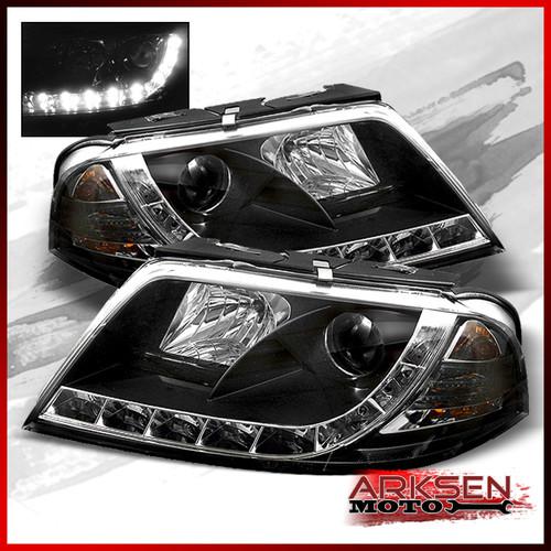 02-05 audi a4/s4 black drl led projector headlights daylight led strip set lamp