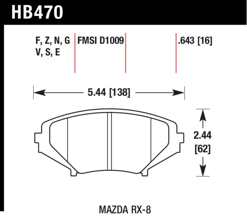 Hawk performance hb470f.643 disc brake pad 04-11 rx-8