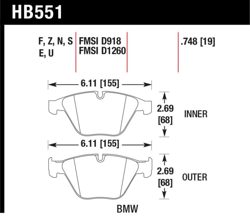 Hawk performance hb551f.748 disc brake pad