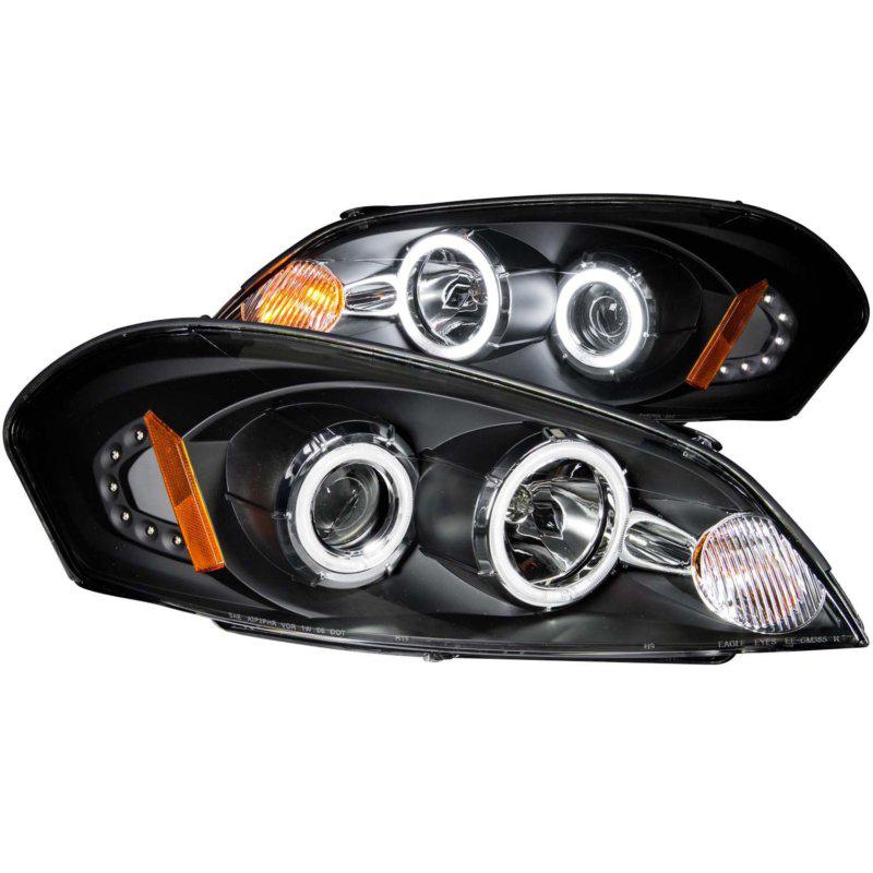 06-10 chevrolet impala malibu anzo 121236 headlights black clear projector halo