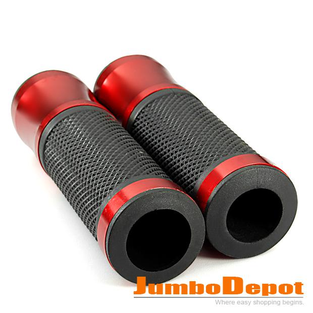 2pcs red alloy 7/8" motorcycle handlebar rubber hand grip for honda fashion hot 