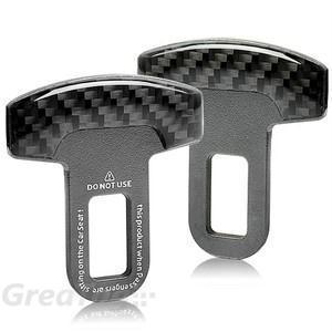 2pcs universal real carbon fiber car suv safty seat belt buckle alarm canceller