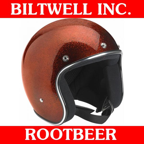 Biltwell inc rootbeer megaflake 3/4 shell open face motorcycle helmet bobber