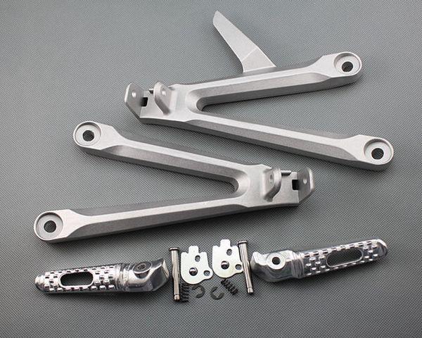 Silver rear passenger foot pegs footrest bracket for honda cbr 600rr 2005-2006