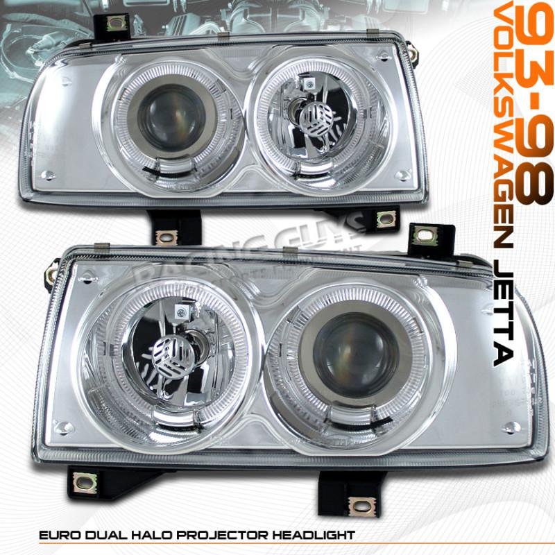 93-98 vw jetta euro halo projector headlight lamp new chrome glass volkswagen