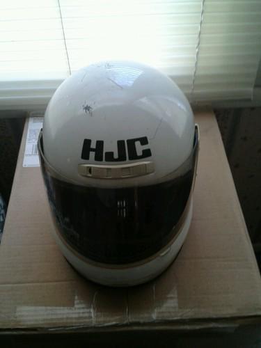 White hjc fg 6 motorcycle helmet, medium