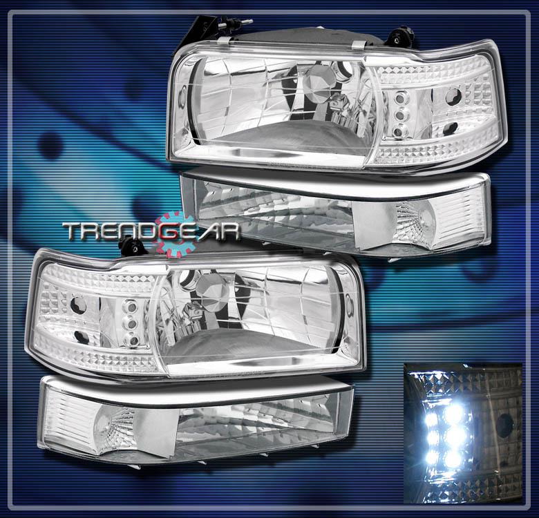 92-96 ford f150 f250 f350 bronco led crystal head lights+bumper corner 93 94 95