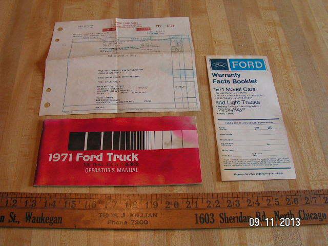 1971 ford truck original owner's/owners manual / f100/ f250/ f350 + bonus items!