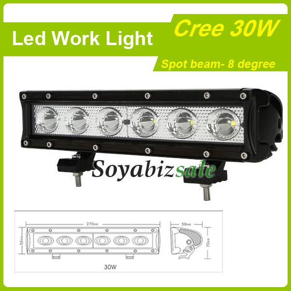 10.5" 30w 3000lm single row led work light bar cree bulbs offroad 4wd jeep suv