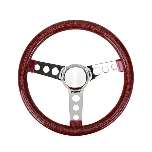 New speedway 11-1/2" red metalflake 60's style steering wheel, 4" dish