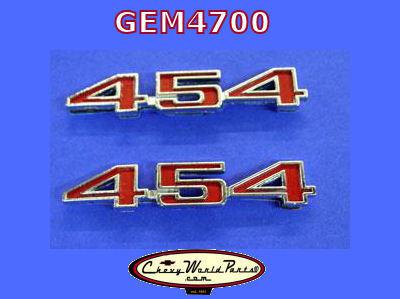 70 - 72 chevelle el camino "454" fender emblem pair 70 71 72 1970 1971 1972