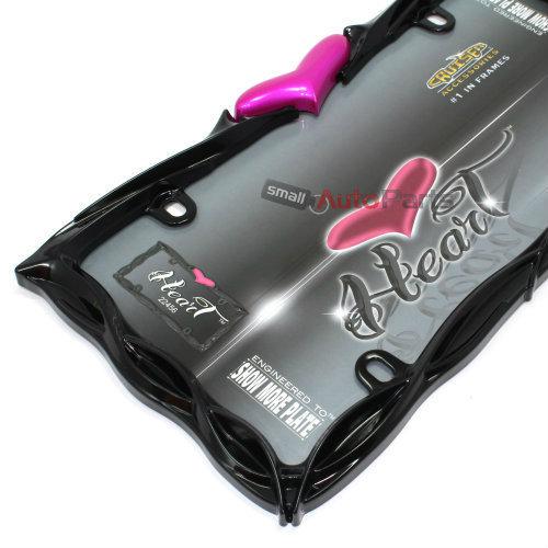 Black twist pink heart license plate tag frame for auto-car-truck