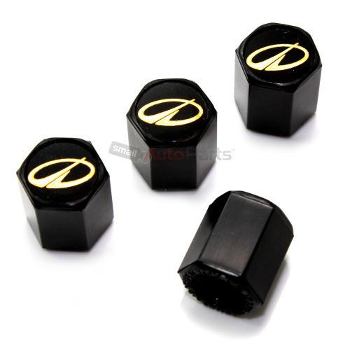 (4) oldsmobile gold logo black tire/wheel air pressure stem valve caps covers