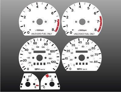 1992-1997 geo metro tach instrument cluster white face gauges 92-97