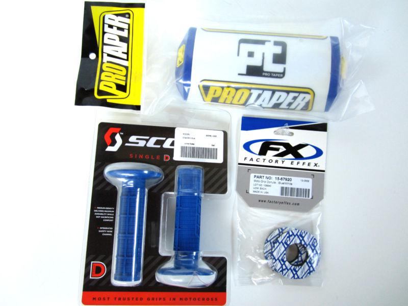 Pro taper protaper white blue 2.0 fat bar pad scott mx grips fx grip donuts set