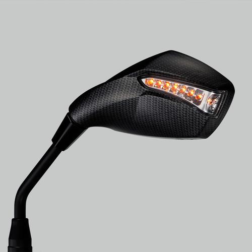 Carbon look mirrors w/ led turn signals for honda ace aero magna vt cb ss gl