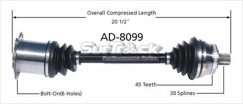 Surtrack perf axles ad-8099 cv half-shaft assembly-new cv axle shaft