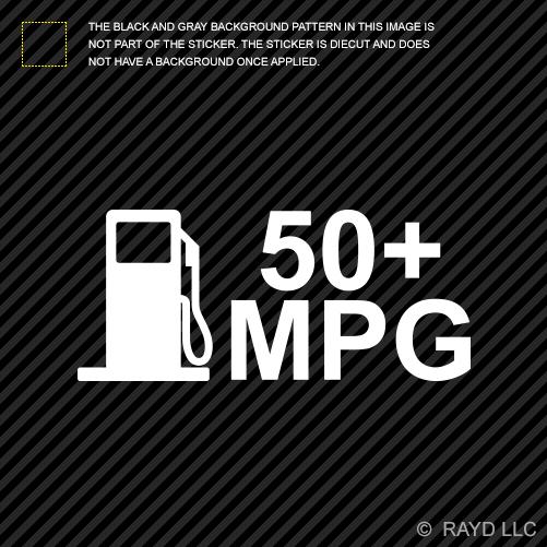 (2x) 50 mpg sticker die cut decal self adhesive vinyl jdm euro hybrid mileage