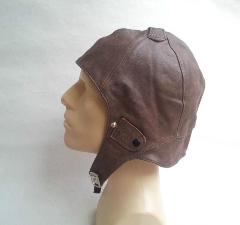 ※ military pilot brown leather helmet- hat- motorcycle  steampunk  bike scooter