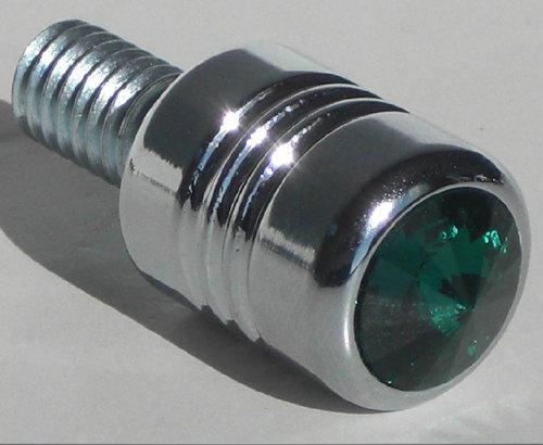 Chrome billet & green swarovski crystal air cleaner bolt for harley twin cam