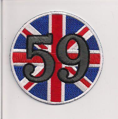 59 club gray logo patch. 3 inch rocker ace cafe racer triumph ton up 