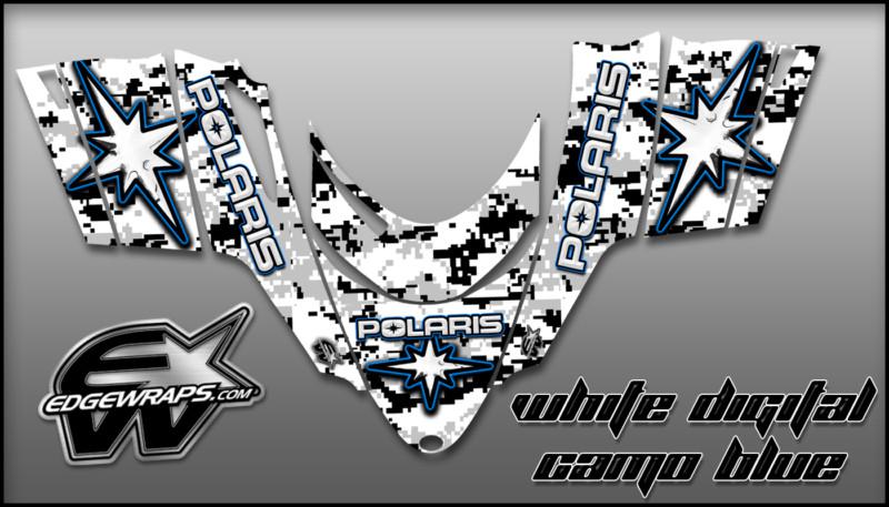 Polaris dragon,shift,rmk, i.q,switchback graphics kit - white digital camo blue