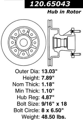 Centric 121.65043 front brake rotor/disc-c-tek standard rotor