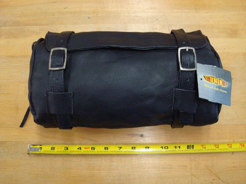 Soft leather fork bag with pistol pouch for motorcycles