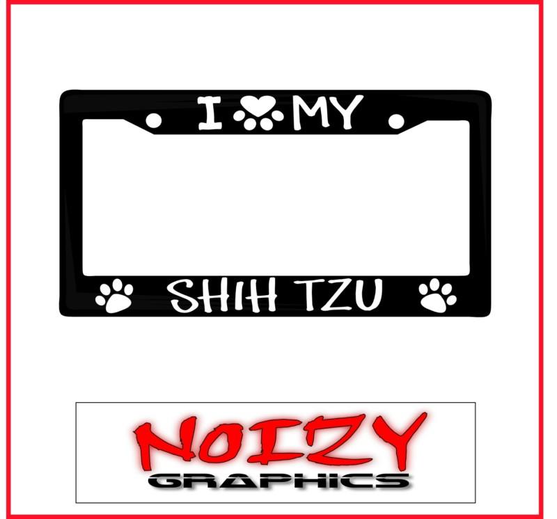 Cute family dog license plate car sticker decal frame i love paw my shih tzu