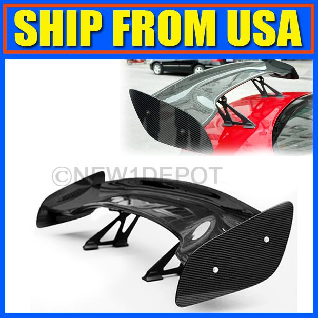 Us 57'' 3di gt jdm car real carbon fiber rear trunk spoiler wing wind top plate