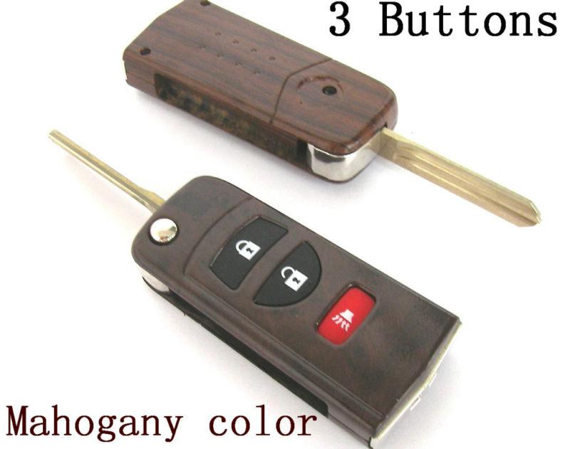 Uncut switchblade flip floding remote key shell case refit nissan 3 buttons fob