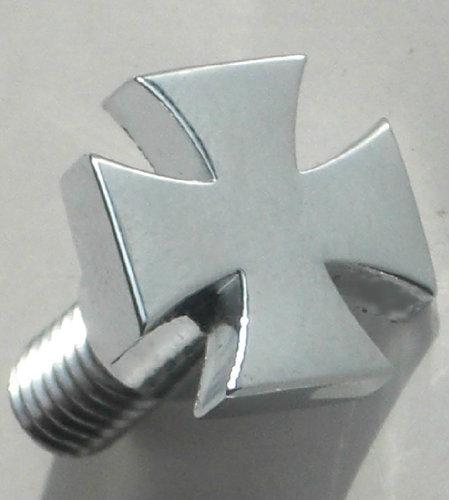 Chrome billet aluminum "iron cross" custom seat bolt for 1996 - 2013 harley