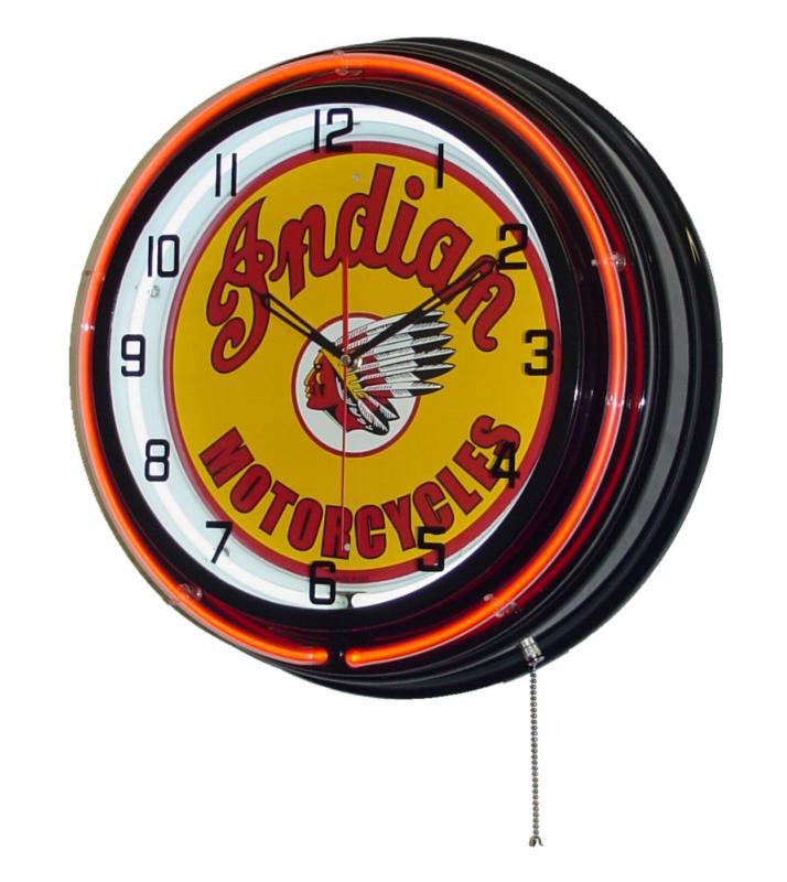 19 inch indian motorcycles tin sign orange double neon clock