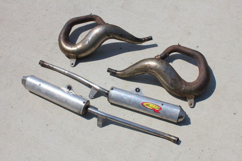 Banshee fmf fatty gold exhaust pipes & silencers chrome + spark arrestors h-2