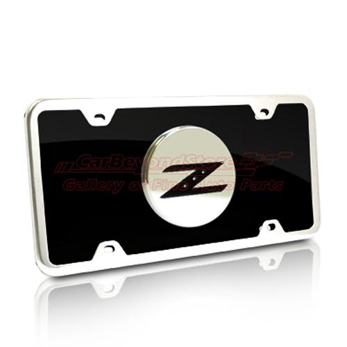 Nissan 350z black acrylic license plate + chrome frame kit, made in ua + gift