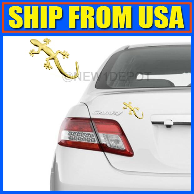 Us 1x gloden tone metal lizard style decal sticker decor for mazda audi bmw new