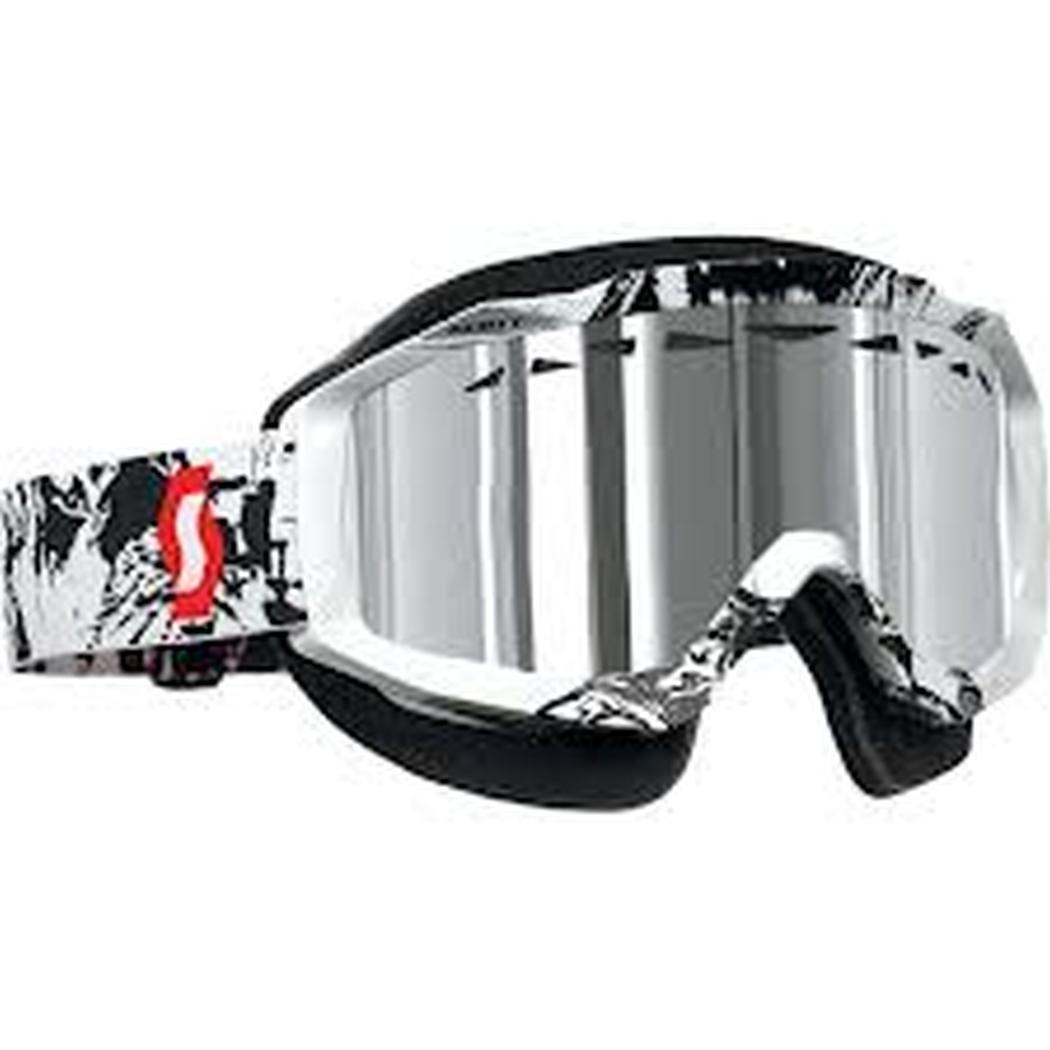 Scott hustle snowcross w/ silver chrome acs thermal lens goggles,tiger black/wht