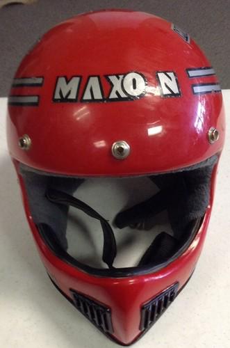 Vintage red maxon dot ram air motorcycle helmet medium atv moto air vents